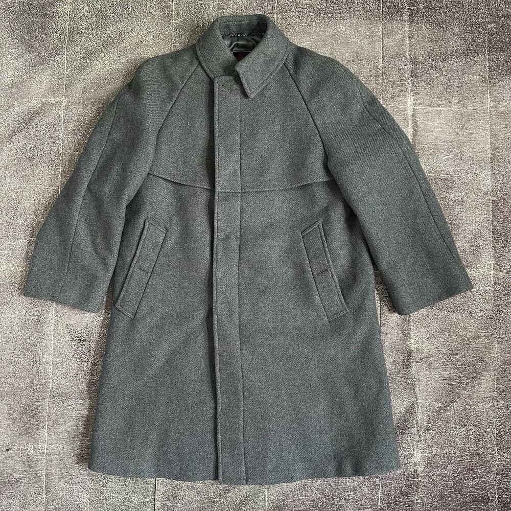 Men's Vintage 60's Teller Coat Austria Tweed Wool Button Up Duster Jacket Sz L